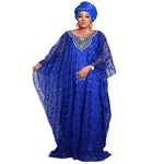 Women's Boubou-Style Dress & Headscarf Ensemble - Free Delivery Worldwide only at Flexi Africa
