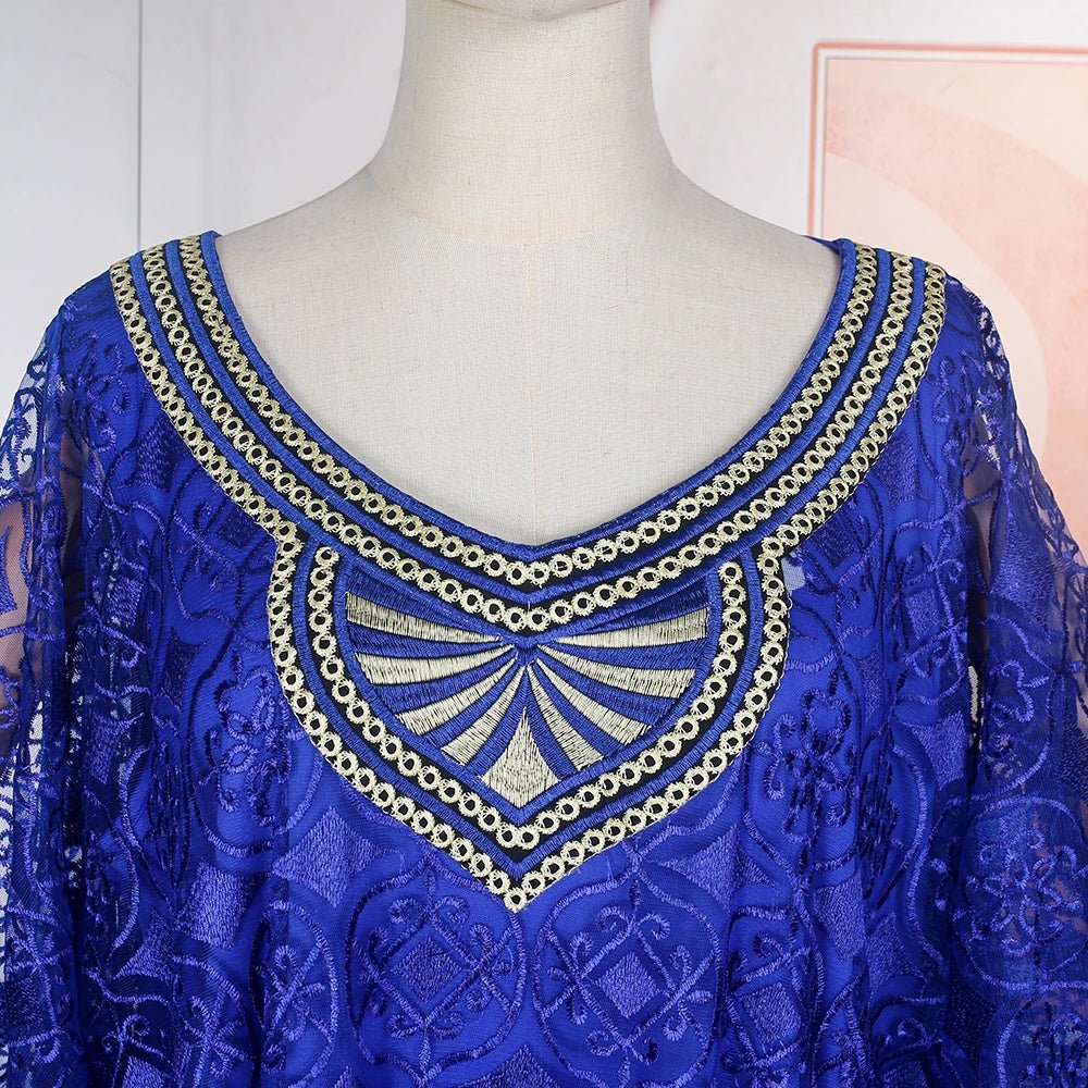 Women's Boubou-Style Dress & Headscarf Ensemble - Free Delivery Worldwide only at Flexi Africa