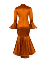 Women's Brown Plus Size Long-Sleeve Gown - Free Delivery Worldwide only at Flexi Africa