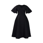 Women's Contrast Color V - Neck Bell Sleeve Dress – High Waist Flowy Maxi Dress - Free Delivery Worldwide only at Flexi Africa
