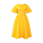 Women's Contrast Color V - Neck Bell Sleeve Dress – High Waist Flowy Maxi Dress - Free Delivery Worldwide only at Flexi Africa