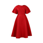 Women's Contrast Color V - Neck Bell Sleeve Dress – High Waist Flowy Maxi Dress - Free Delivery Worldwide only at Flexi Africa