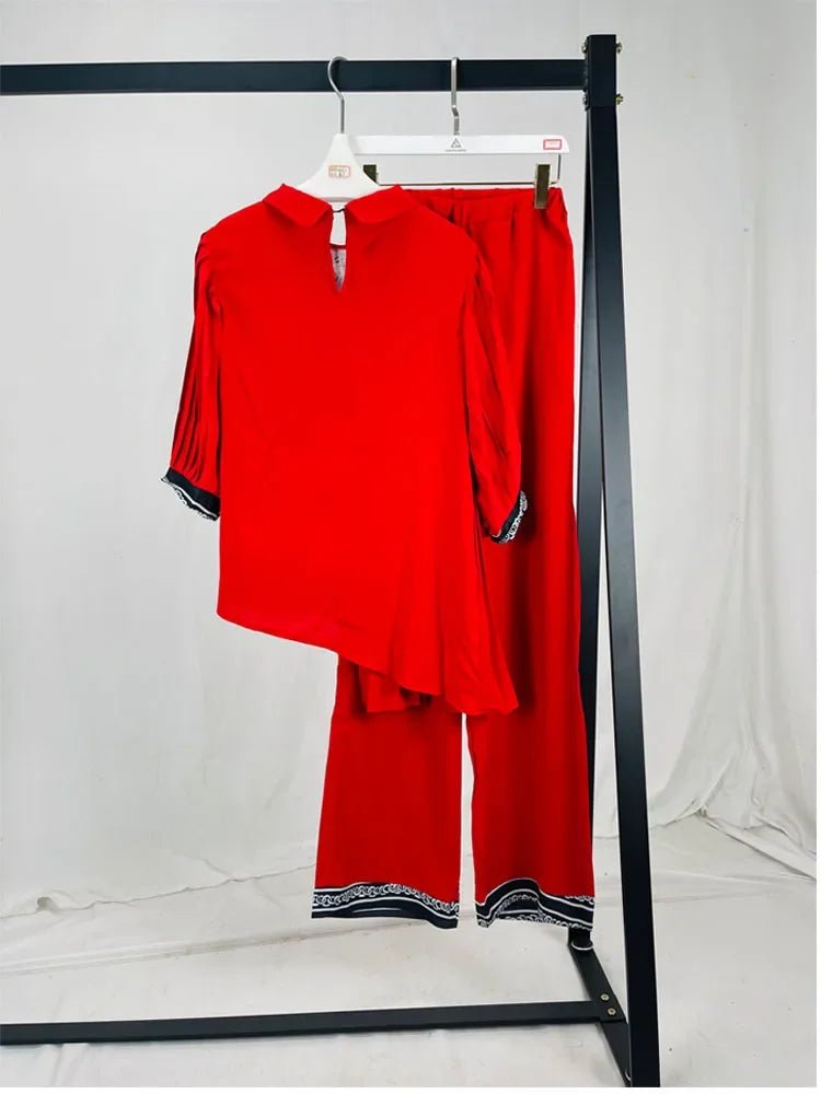 Women's Cotton Top and Wide-Leg Pants Set - Free Delivery Worldwide only at Flexi Africa