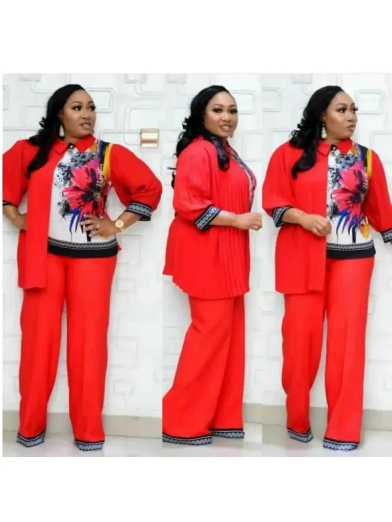 Women's Cotton Top and Wide-Leg Pants Set - Free Delivery Worldwide only at Flexi Africa