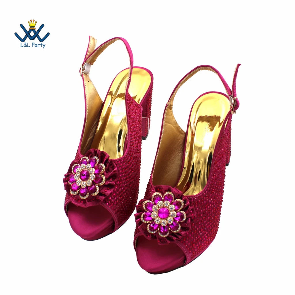 Women's Crystal Peep-Toe Slingback Heels & Bag Set – 9cm Square Heel – alternate view 25