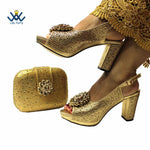 Women's Crystal Peep-Toe Slingback Heels & Bag Set – 9cm Square Heel – alternate view 7