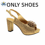 Women's Crystal Peep-Toe Slingback Heels & Bag Set – 9cm Square Heel – alternate view 64