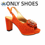 Women's Crystal Peep-Toe Slingback Heels & Bag Set – 9cm Square Heel – alternate view 66