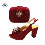 Women's Crystal Peep-Toe Slingback Heels & Bag Set – 9cm Square Heel – alternate view 39