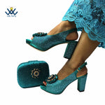 Women's Crystal Peep-Toe Slingback Heels & Bag Set – 9cm Square Heel – alternate view 44