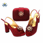 Women's Crystal Peep-Toe Slingback Heels & Bag Set – 9cm Square Heel – alternate view 38