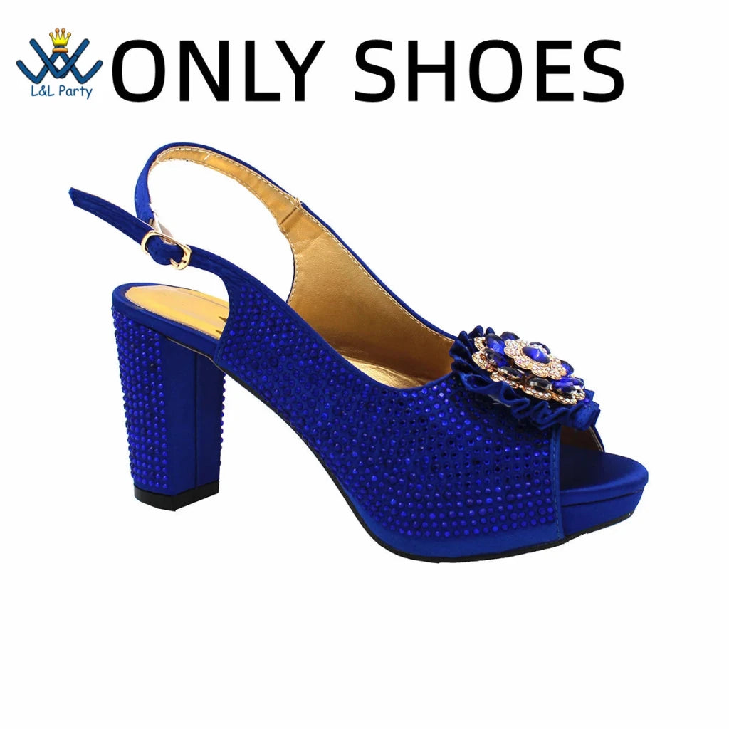 Women's Crystal Peep-Toe Slingback Heels & Bag Set – 9cm Square Heel – alternate view 71