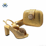Women's Crystal Peep-Toe Slingback Heels & Bag Set – 9cm Square Heel – alternate view 10