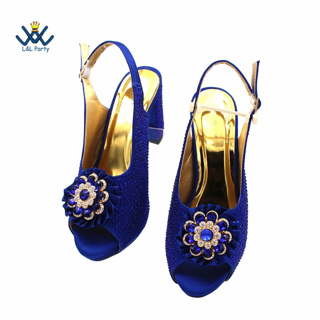 Women's Crystal Peep-Toe Slingback Heels & Bag Set – 9cm Square Heel – alternate view 57