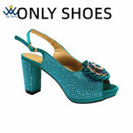 Women's Crystal Peep-Toe Slingback Heels & Bag Set – 9cm Square Heel – alternate view 70