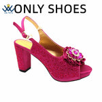 Women's Crystal Peep-Toe Slingback Heels & Bag Set – 9cm Square Heel – alternate view 67