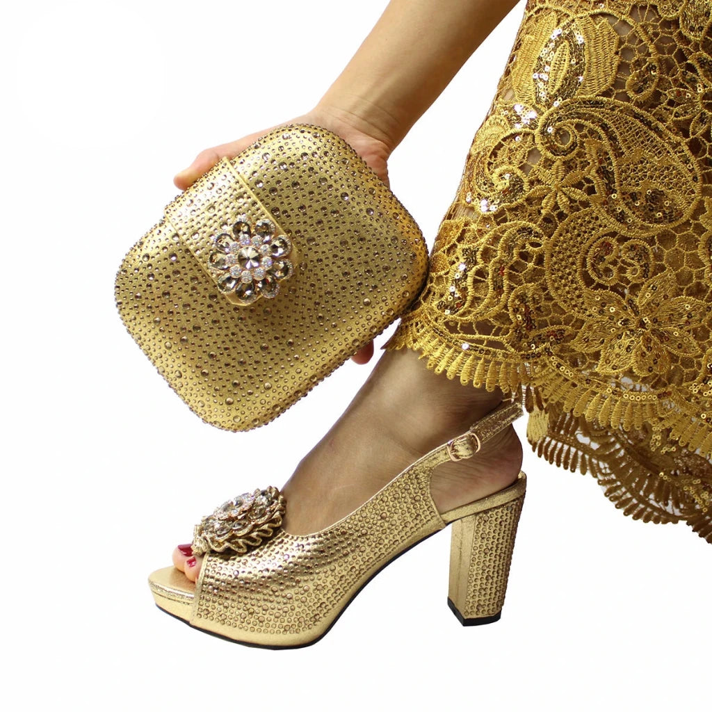Women's Crystal Peep-Toe Slingback Heels & Bag Set – 9cm Square Heel – alternate view 72
