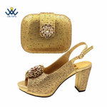 Women's Crystal Peep-Toe Slingback Heels & Bag Set – 9cm Square Heel – alternate view 12