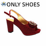 Women's Crystal Peep-Toe Slingback Heels & Bag Set – 9cm Square Heel – alternate view 62