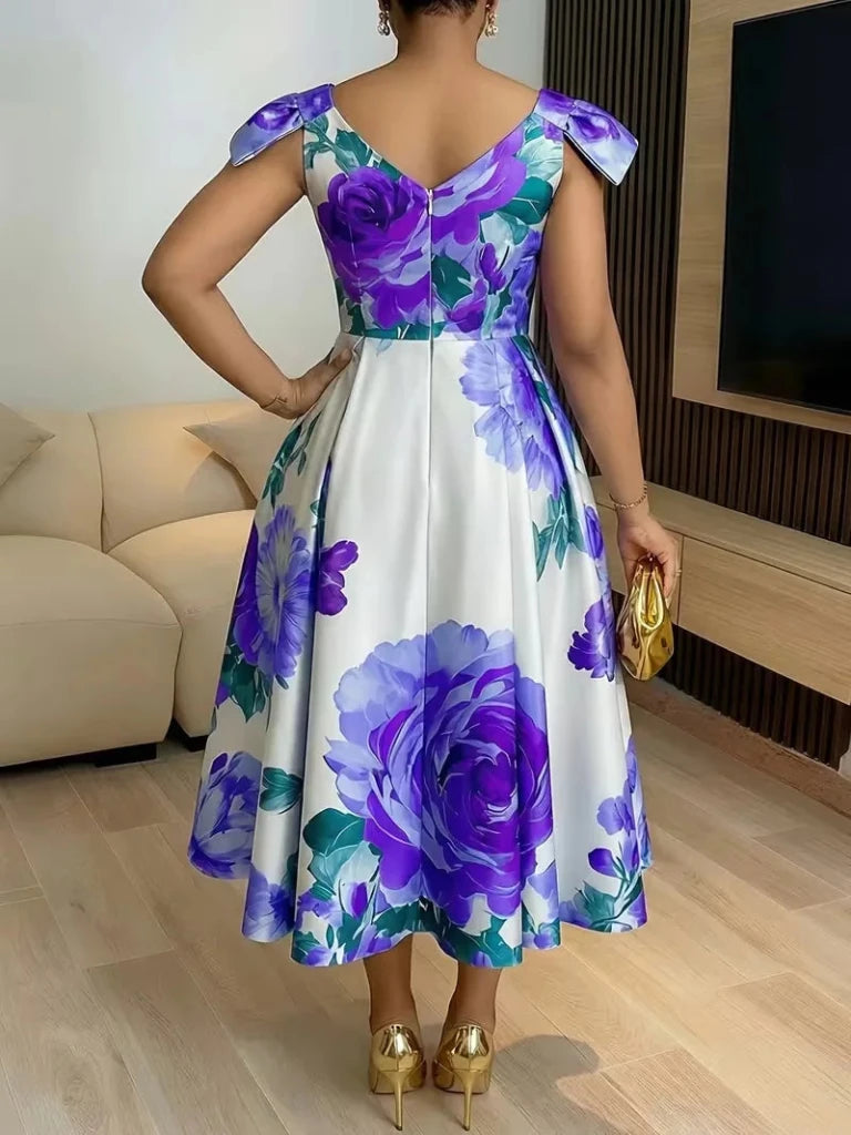 Women's Dashiki-Inspired Printed Midi Dress - Free Delivery Worldwide only at Flexi Africa
