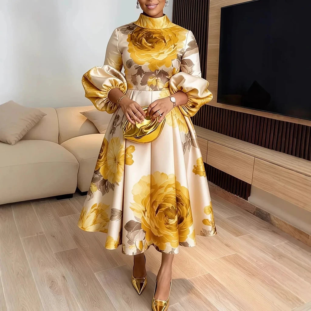 Women's Dashiki-Inspired Printed Midi Dress - Free Delivery Worldwide only at Flexi Africa