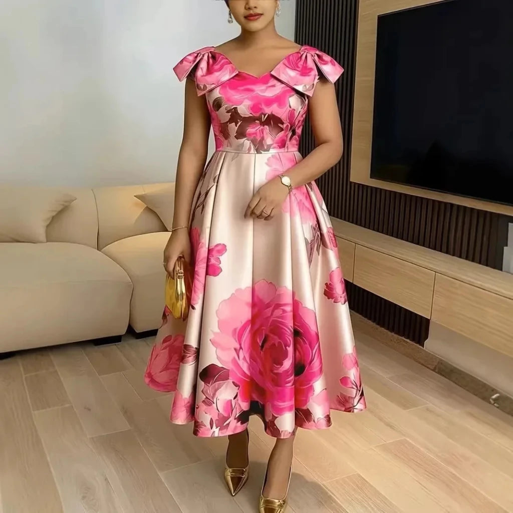 Women's Dashiki-Inspired Printed Midi Dress - Free Delivery Worldwide only at Flexi Africa