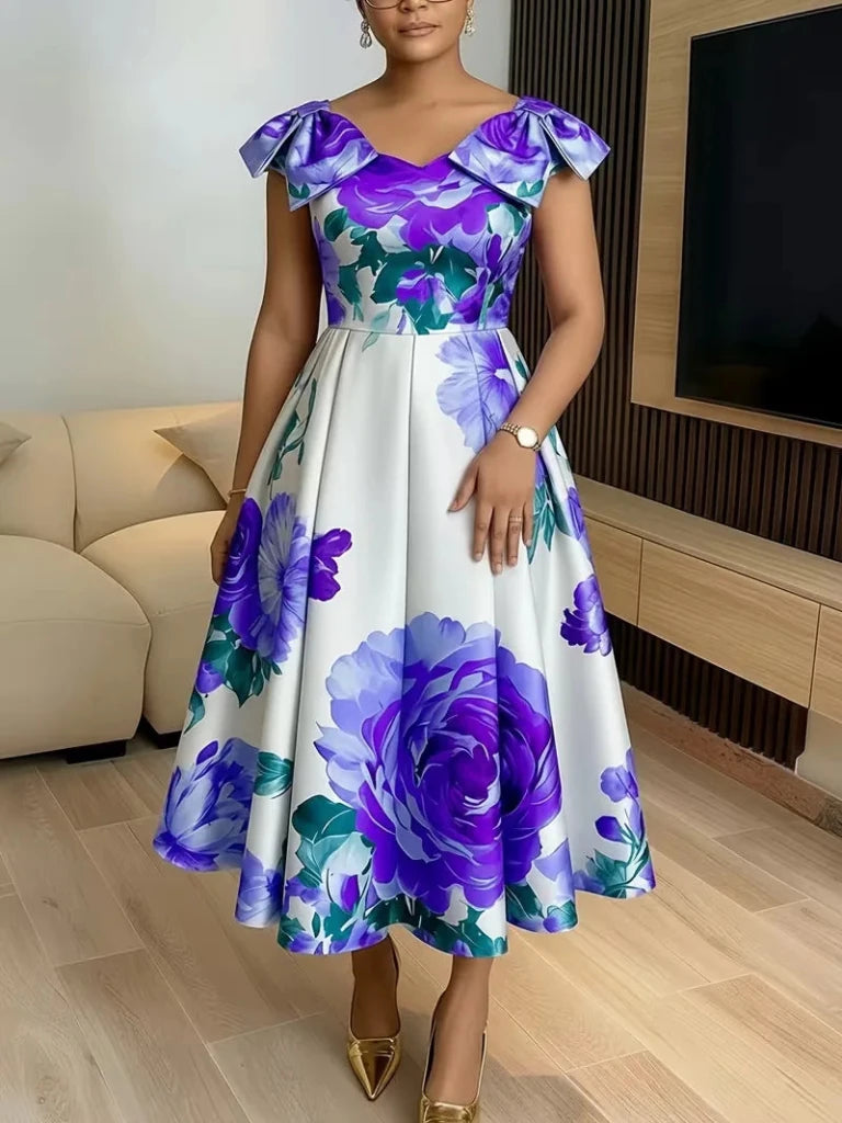 Women's Dashiki-Inspired Printed Midi Dress - Free Delivery Worldwide only at Flexi Africa