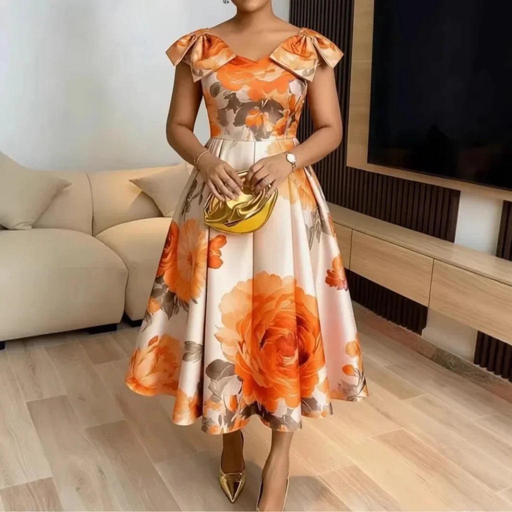 Women's Dashiki-Inspired Printed Midi Dress - Free Delivery Worldwide only at Flexi Africa