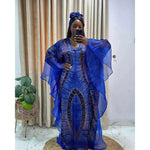 Women's Dress African National Style Retro Long Burqa Gauze Print with Headscarf Dress - Free Delivery only at Flexi Africa