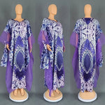 Women's Dress African National Style Retro Long Burqa Gauze Print with Headscarf Dress - Free Delivery only at Flexi Africa