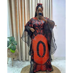 Women's Dress African National Style Retro Long Burqa Gauze Print with Headscarf Dress - Free Delivery only at Flexi Africa