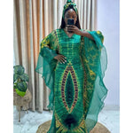 Women's Dress African National Style Retro Long Burqa Gauze Print with Headscarf Dress - Free Delivery only at Flexi Africa