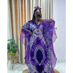 Women's Dress African National Style Retro Long Burqa Gauze Print with Headscarf Dress - Free Delivery only at Flexi Africa