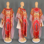 Women's Dress African National Style Retro Long Burqa Gauze Print with Headscarf Dress - Free Delivery only at Flexi Africa