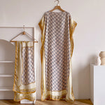 Women’s Elegant African Printed Silk Kaftan Summer Dress - Free Delivery Worldwide only at Flexi Africa
