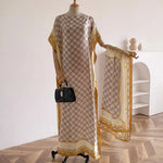 Women’s Elegant African Printed Silk Kaftan Summer Dress - Free Delivery Worldwide only at Flexi Africa