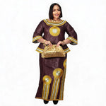 Women's Embroidered Abaya-Style Dress, Brown or Burgundy - Free Delivery Worldwide only at Flexi Africa
