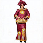 Women's Embroidered Abaya-Style Dress, Brown or Burgundy - Free Delivery Worldwide only at Flexi Africa
