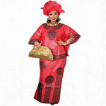 Women's Embroidered Long Dress & Scarf - Free Delivery Worldwide only at Flexi Africa