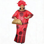 Women's Embroidered Long Dress & Scarf - Free Delivery Worldwide only at Flexi Africa