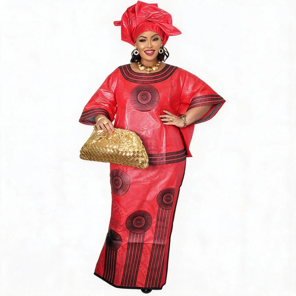 Women's Embroidered Long Dress & Scarf - Free Delivery Worldwide only at Flexi Africa