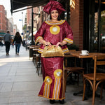 Women's Embroidered Long Dress & Scarf - Free Delivery Worldwide only at Flexi Africa