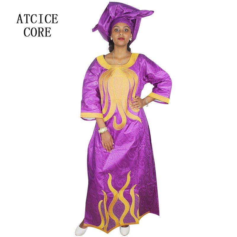 Women's Embroidered Maxi Dress & Scarf - Free Delivery Worldwide only at Flexi Africa