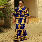 Women’s Gold Ankara 2PC Fishtail Dress with Flared Sleeves - Free Delivery Worldwide only at Flexi Africa