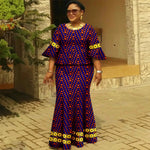 Women’s Gold Ankara 2PC Fishtail Dress with Flared Sleeves - Free Delivery Worldwide only at Flexi Africa