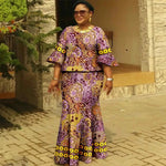Women’s Gold Ankara 2PC Fishtail Dress with Flared Sleeves - Free Delivery Worldwide only at Flexi Africa