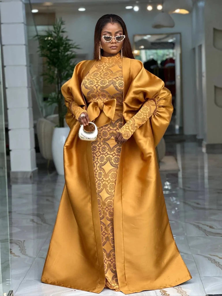 Women's Lace Dress and Sheer Robe Occasion Set - Free Delivery Worldwide only at Flexi Africa