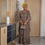 Women’s Leopard Print Satin Kaftan 2PC Set – Loose Maxi Dress & Matching Skirt Abaya Outfit - Free Delivery Worldwide only at Flexi Africa
