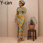 Women's Long-Sleeve Ankara Dress & Headscarf - Free Delivery Worldwide only at Flexi Africa
