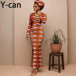 Women's Long-Sleeve Ankara Dress & Headscarf - Free Delivery Worldwide only at Flexi Africa